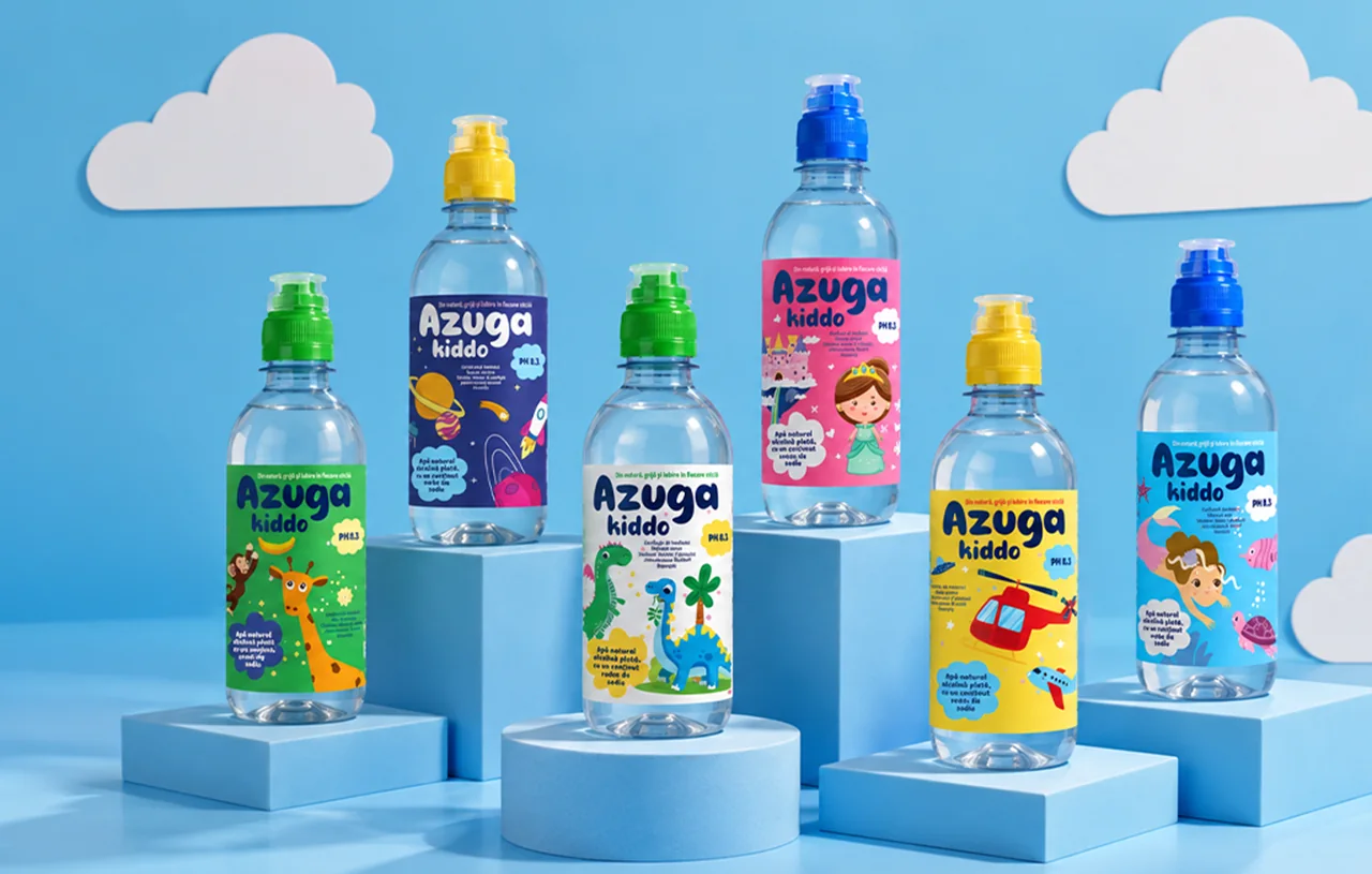 Sticle Azuga Kiddo cu cele șase etichete